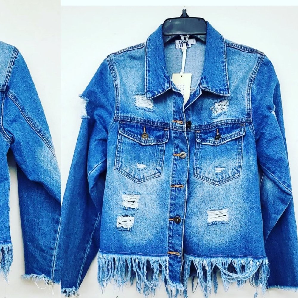 Distressed Daisy Jean Jacket